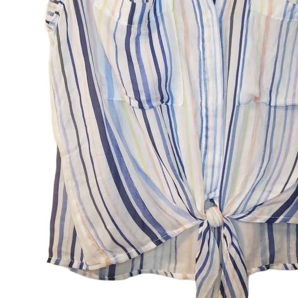 Bella Dahl Striped Tie Front Tank Top Size Medium - Picture 5 of 11